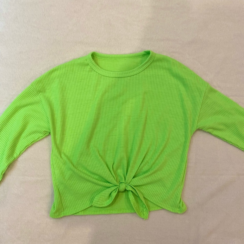 neon green long sleeve tie top